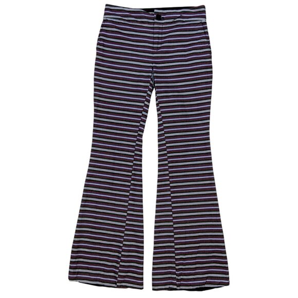 Anthropologie Maeve Striped Kick Flare Pant 0 Ankle Length Retro Multicolor - Picture 12 of 12